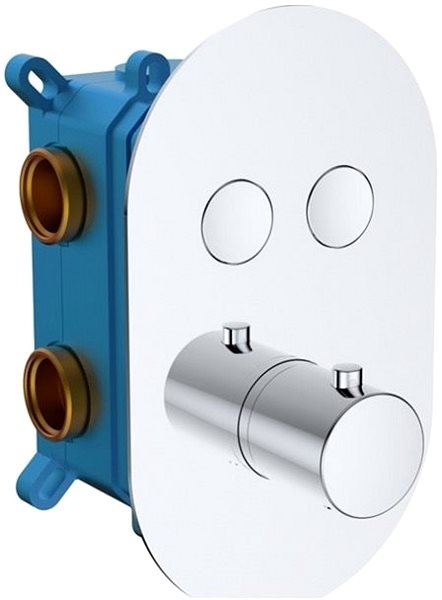 Vodovodná batéria Mereo Sprchová súprava s termostatickou tlačidlovou podomietkovou batériou – 2 - cestná – oválny kryt Vlastnosti/technológia