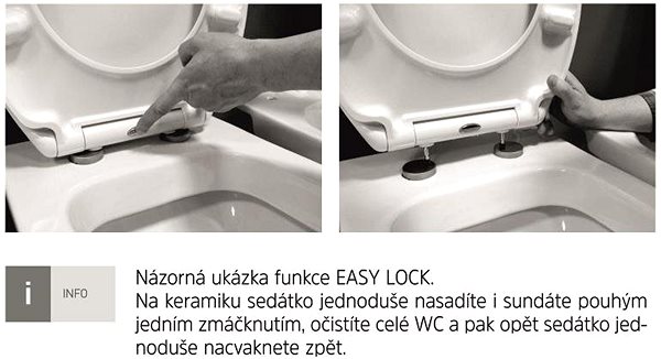 WC doska Mereo Samozatváracie WC sedadlo, duroplast, biele, s odnímateľnými pántmi CLICK Vlastnosti/technológia