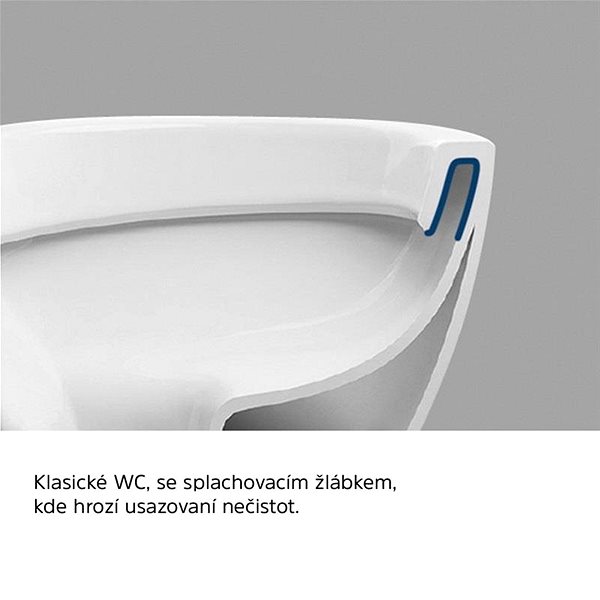 WC kombi Mereo WC závesné, RIMLESS, 530x355x360, keramické, vrátane sedadla CSS113S ...