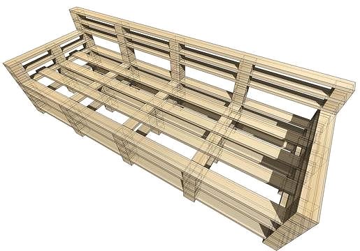 Garden Bench Moduleta Garden Three-seater Technical draft