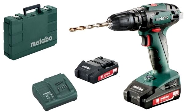 Cordless Drill Metabo SB 18 2x1,5Ah Li-Power, Case Package content