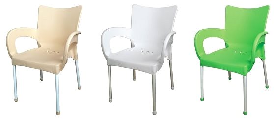 Záhradná stolička MEGAPLAST SMART plast, AL nohy, biela Bočný pohľad