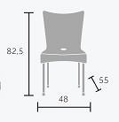 Kerti szék MEGAPLAST VITA műanyag , AL láb, fehér Műszaki vázlat