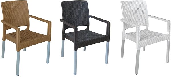Kerti szék MEGAPLAST RATAN LUX polyrattan, AL láb, fehér Oldalnézet