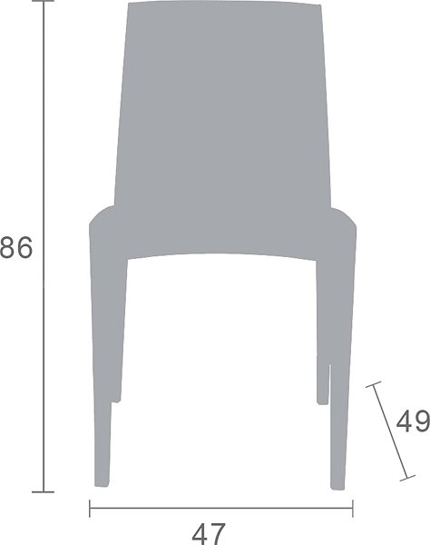 Záhradná stolička MEGAPLAST DALIA polyratan, AL nohy, biela Technický nákres