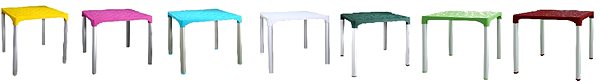 Kerti asztal MEGAPLAST VIVA 72×72×72 cm, AL lábak, fehér Jellemzők/technológia