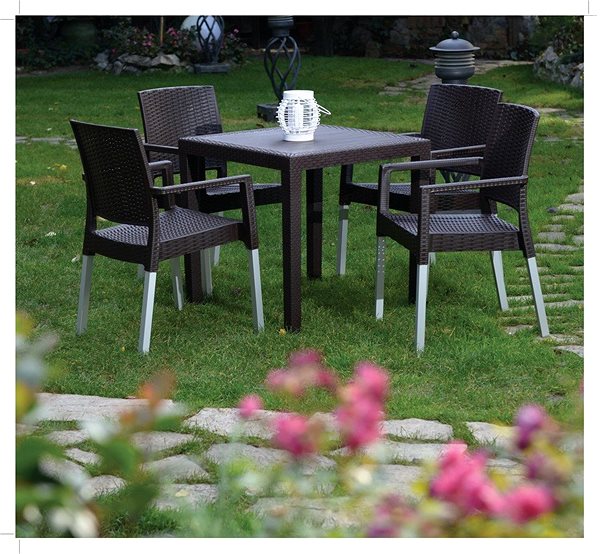 Záhradný stôl MEGAPLAST RATAN LUX 73 × 75,5 × 75,5 cm, polyratan, biely Screen