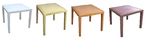 Kerti asztal MEGAPLAST RATAN LUX 73x75,5x75,5 cm, polyrattan, fehér Jellemzők/technológia