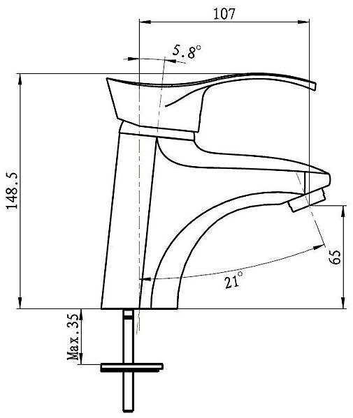 Tap Metalac Aquabi Surf Wall-mounted basin mixer ...