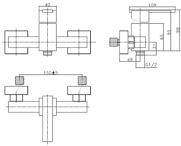 Tap Metalac Aquabi Platz Shower mixer, 150 mm pitch ...