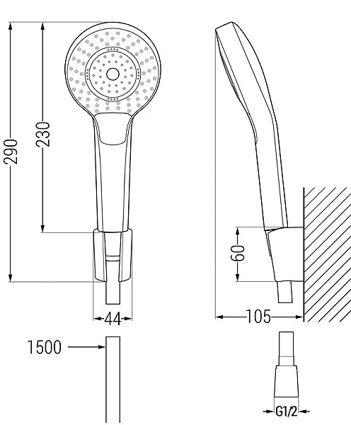 Tap MEXEN R05 Royo bath mixer with shower set, gold (7223R05-50) ...