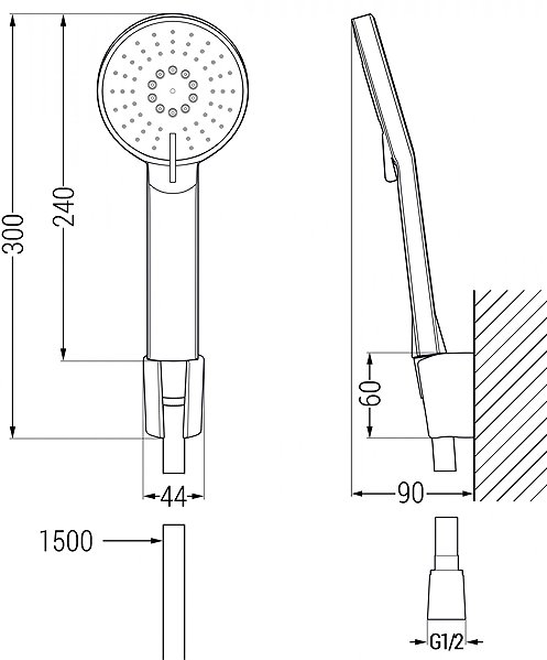 Tap MEXEN Axel R40 bath mixer with accessories, silver (7383R40-00) ...