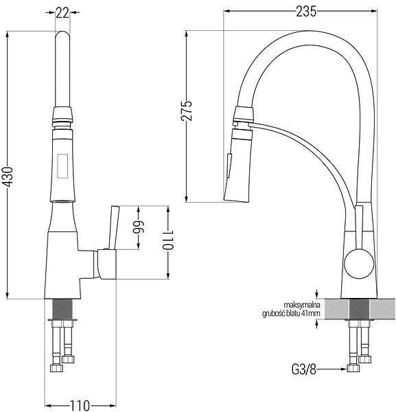 Tap MEXEN Aster Sink mixer, chrome / black ( 73450-07 ) ...