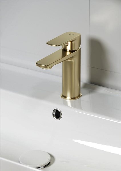 Tap CERSANIT LARGA Basin mixer, gold MAT ( S951-389 ) ...