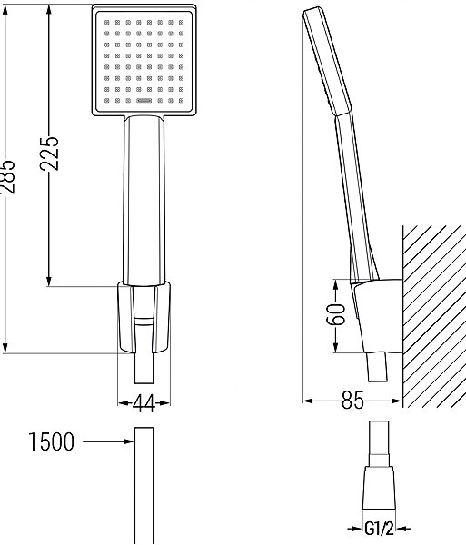 Tap MEXEN Uno R45 bath mixer with accessories, black (7143R45-70) ...