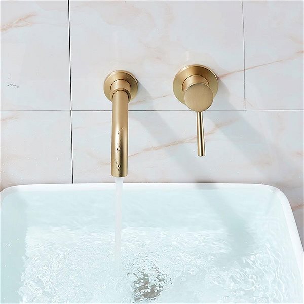 Tap REA Lungo Undermount basin mixer + BOX, brushed gold ( REA-B4109 ) ...