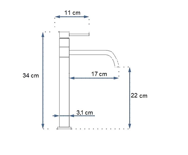 Tap REA LUGANO SLIM, Washbasin mixer, brushed gold ( REA-B4420 ) Technical draft