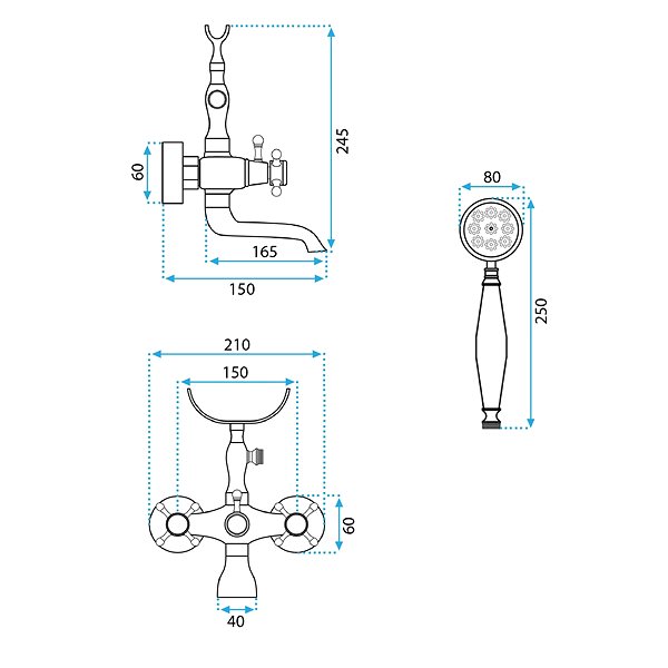 Tap REA Rustico Old bath mixer, black ( REA-B0701 ) ...