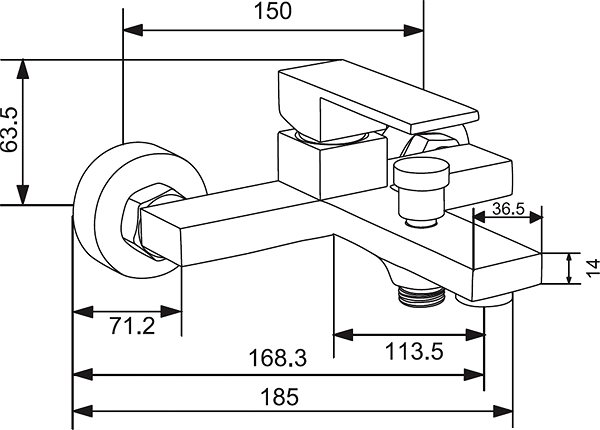 Tap MEXEN Uno DQ77 SET basin mixer + bath mixer with accessories, black 71403DQ77-70 ...