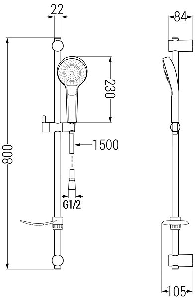 Tap MEXEN Milo DF05 shower mixer with accessories, black (7134R05-70) ...