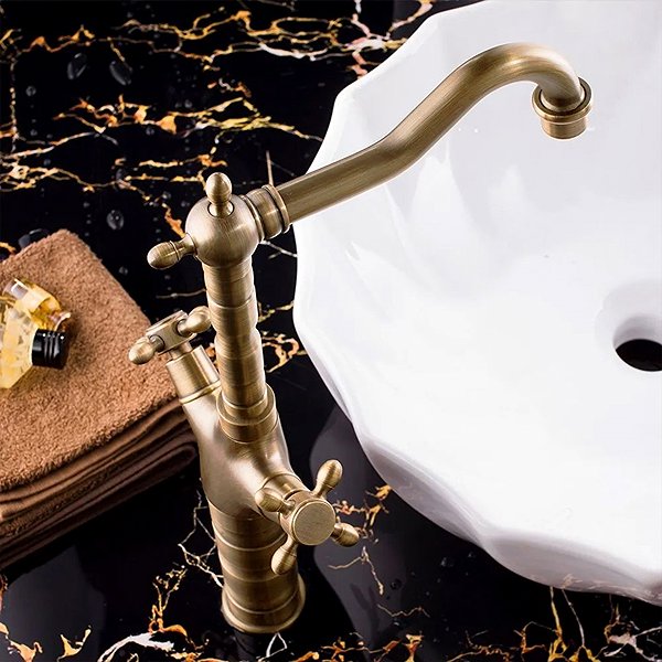 Tap REA Kitchen sink mixer Rustico antique gold (REA-B5521) ...