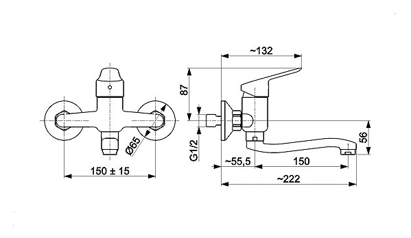 Tap KFA SPARC basin mixer, wall-mounted, black (5410-810-81) ...