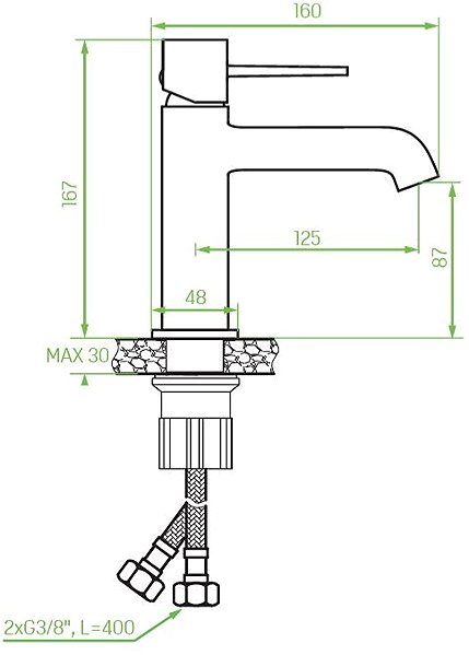 Tap Laveo Pola pedestal basin mixer with spout, chrome (BAP_022D) Technical draft