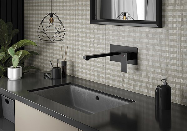 Tap Laveo Kvadrato basin mixer with mixer tap, black (BLQ_722P) ...