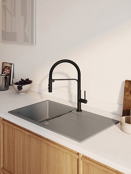 Tap Kuchinox SILUETTO U-hand basin mixer, black (BQU_B78D) ...