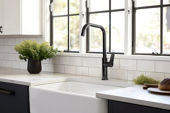 Tap INVENA Sink mixer Alonia Trend, black gloss (BZ-70-004-V) ...