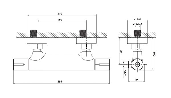 Tap Cersanit Virgo Wall-mounted thermostatic shower mixer, black (S951-580) ...