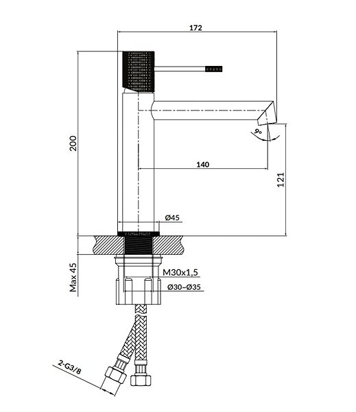 Tap Cersanit Zen Wall-mounted basin mixer, chrome (S951-591) ...