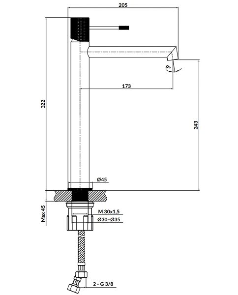 Tap Cersanit Zen Wall-mounted high basin mixer, black (S951-596) ...
