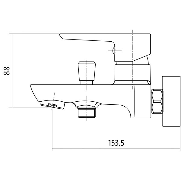 Tap Cersanit Mille Single lever bath mixer, wall-mounted, with switch, chrome (S951-006) ...