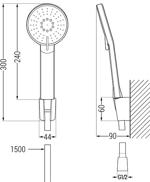 Tap Mexen Zero Set bath mixer with accessories R40, chrome (7113R40-00) ...