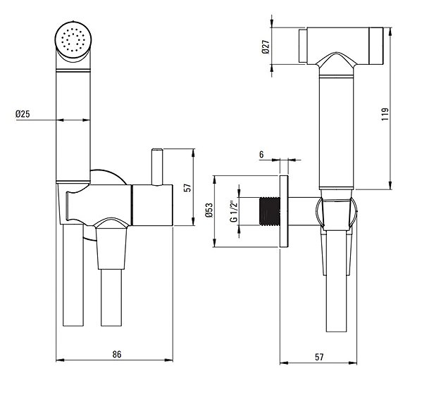 Tap DEANTE Bidetta Set with fixed holder, with angle coupling, chrome (ANW_051B) ...