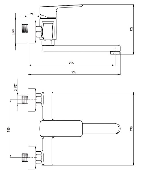 Tap DEANTE Maro Wall-mounted basin mixer, chrome (BLO_050M) ...