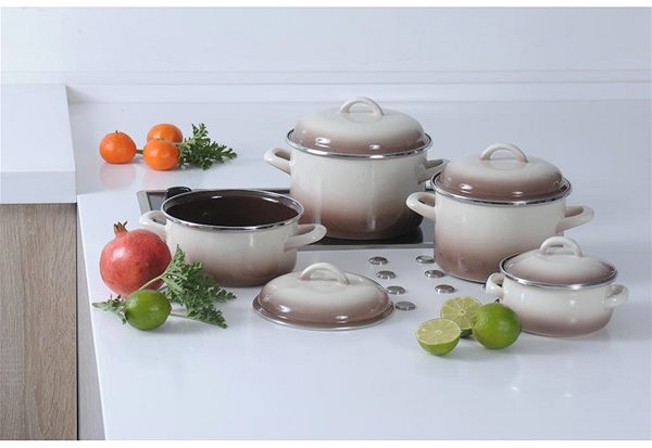 Pot Metalac capuccino, Elegant shallow saucepan with lid 12 cm, 0,8 l ...