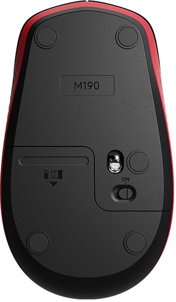 Egér Logitech Wireless Mouse M190, Red Alulnézet