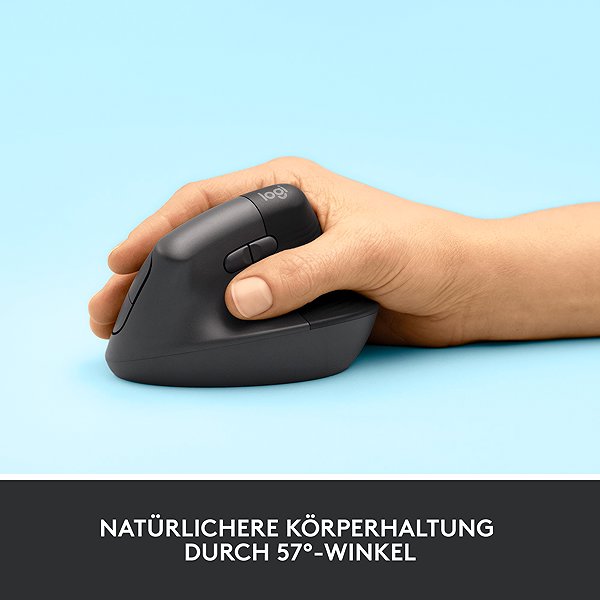 Maus Logitech Lift Vertical Ergonomic Mouse Graphite Lifestyle