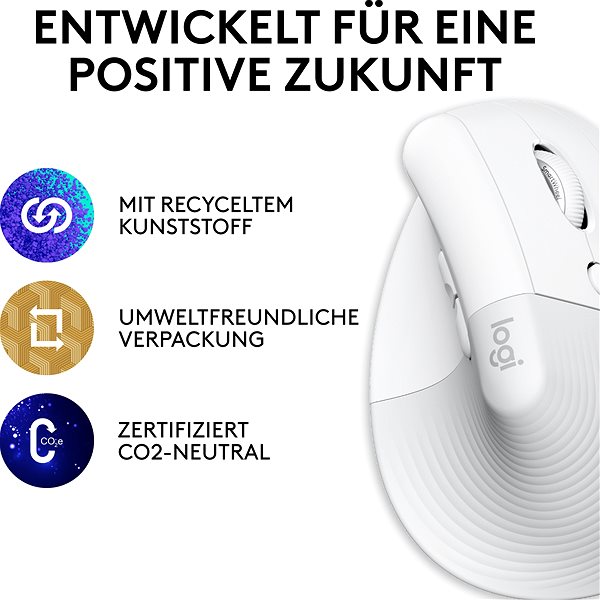 Maus Logitech Lift Vertical Ergonomic Mouse für Mac Off-white ...