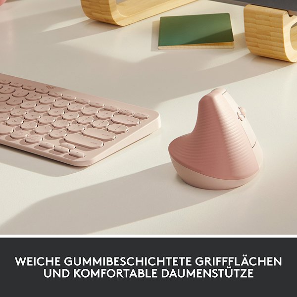 Maus Logitech Lift Vertical Ergonomic Mouse Dark Rose Lifestyle