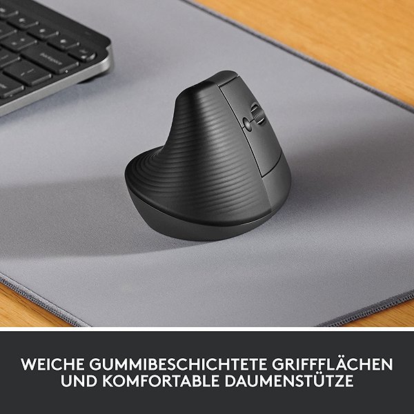 Maus Logitech Lift Left Vertical Ergonomic Mouse Graphite Lifestyle