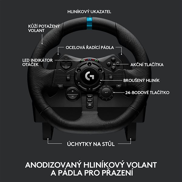 Volant Logitech G923 Driving Force pro PC / PS5 / PS4 + Driving Force Shifter Vlastnosti/technológia