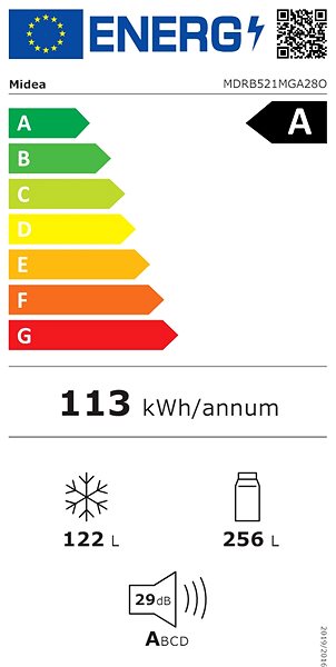 Refrigerator MIDEA MDRB521MGA28O Energy label