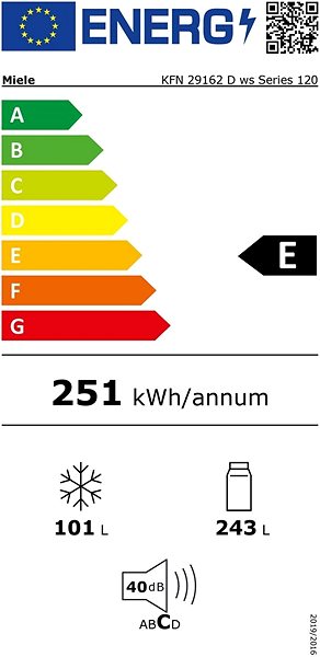 Refrigerator MIELE KFN29162D ws Energy label