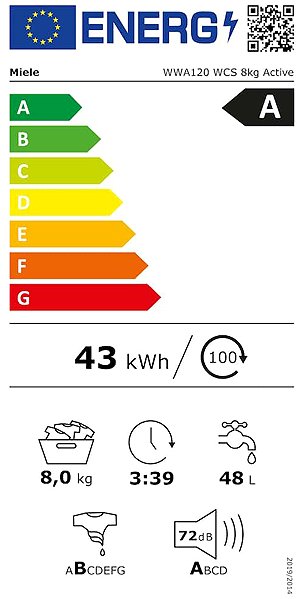 Washing Machine MIELE WWA120WCS EU1 LW Active 8 kg Energy label