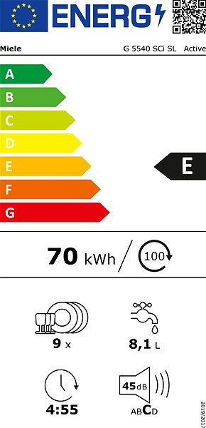 Built-in Dishwasher MIELE G 5540 SCi SL Active Energy label