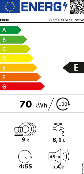 Built-in Dishwasher MIELE G 5590 SCVi SL Active Energy label