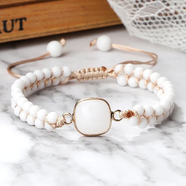 Wrap Q1 Silver Star Fleur – Women's Bracelet, White.